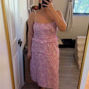 Aqua Pink Floral Midi Dress